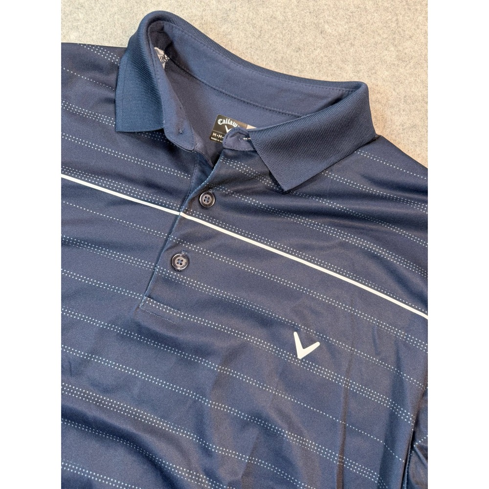 Callaway Opti-Dri Mens Navy Blue Striped Golf Polo Shirt Size Medium M